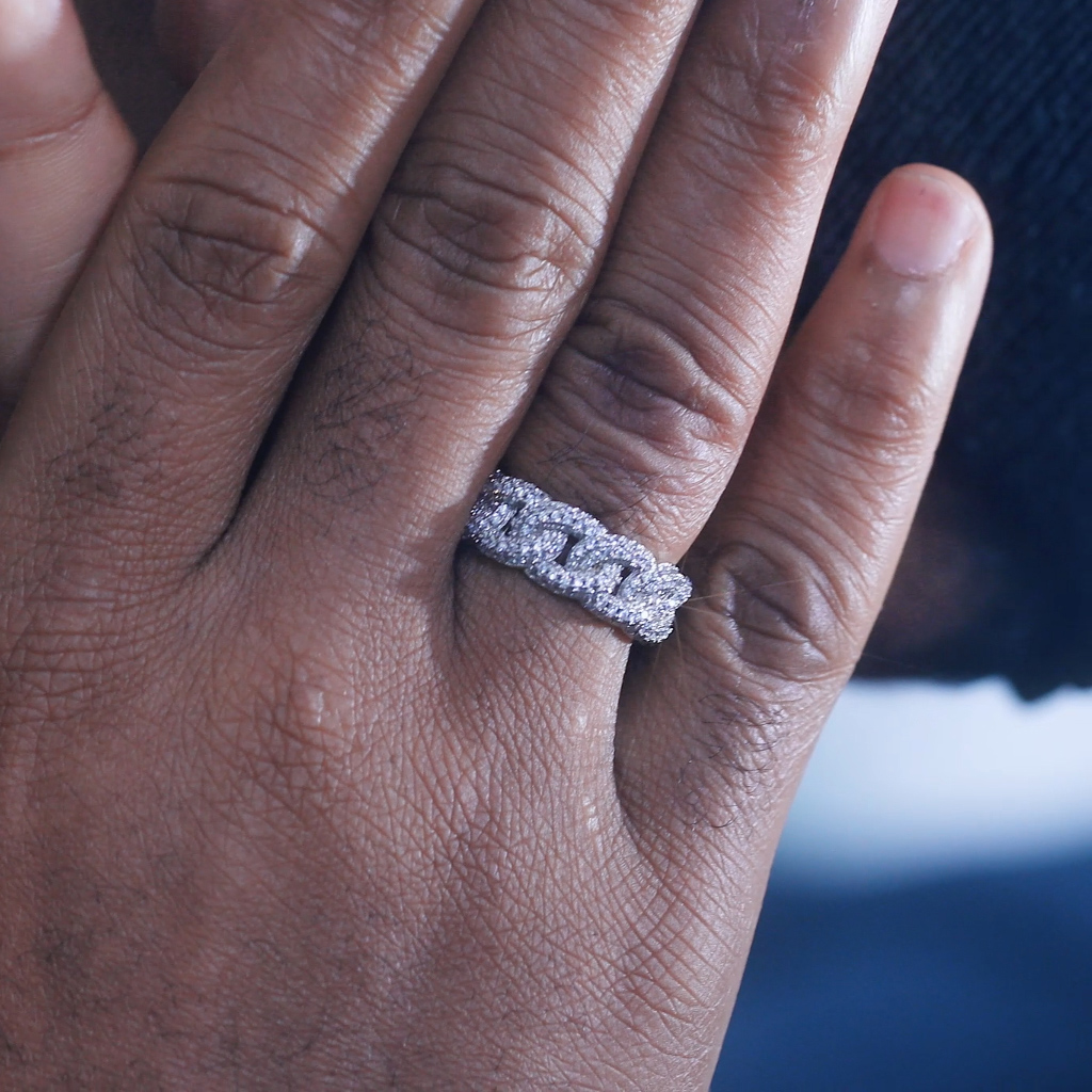 8mm 925s & Vvs Moissanite Fully Paved Cuban Ring With Iced Out Shine - Image 5