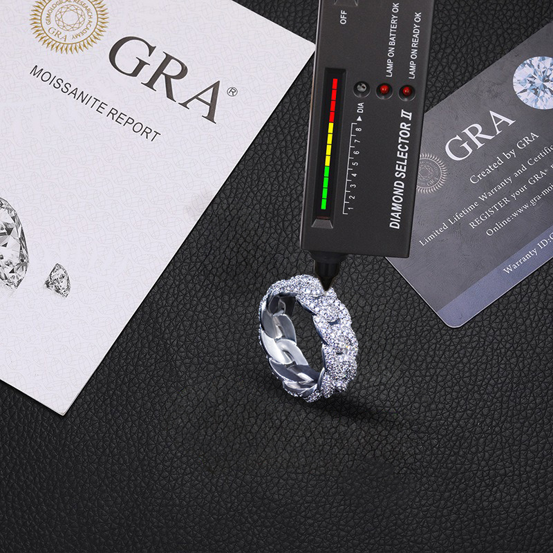 8mm 925s & Vvs Moissanite Fully Paved Cuban Ring With Iced Out Shine - Image 6
