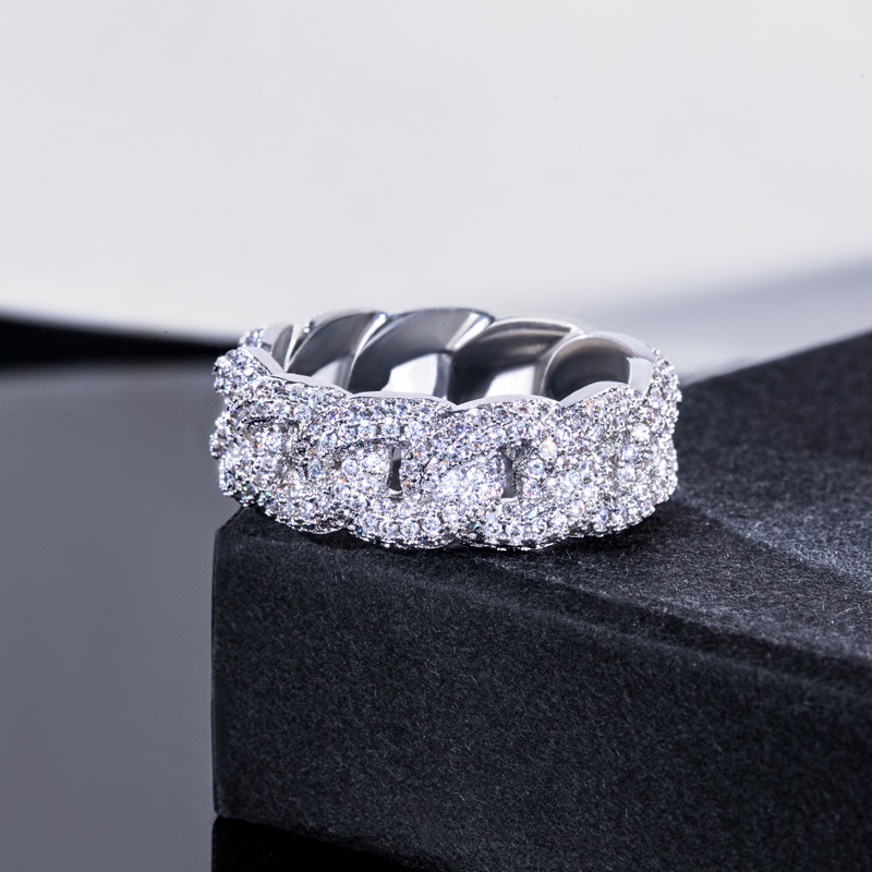 8mm 925s & Vvs Moissanite Fully Paved Cuban Ring With Iced Out Shine - Image 8