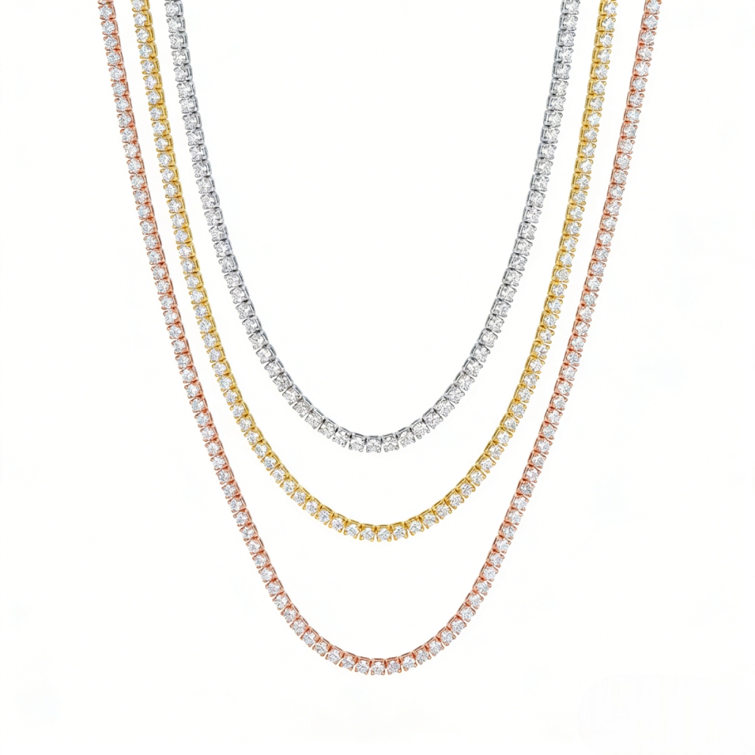 2mm Moissanite S925 Sterling Silver Tennis Chain With Iced Out Shine