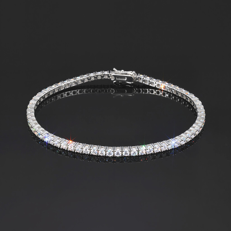 2mm Moissanite S925 Sterling Silver Tennis Bracelet With Iced Out Shine - Image 3