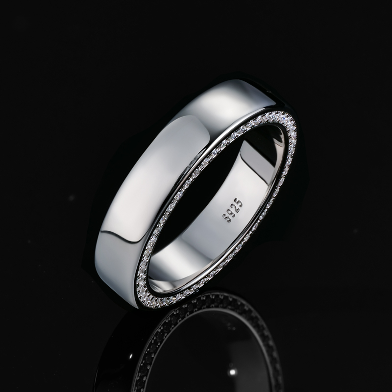 Moissanite Eternity Band Ring In S925 Sterling Silver Iced Out