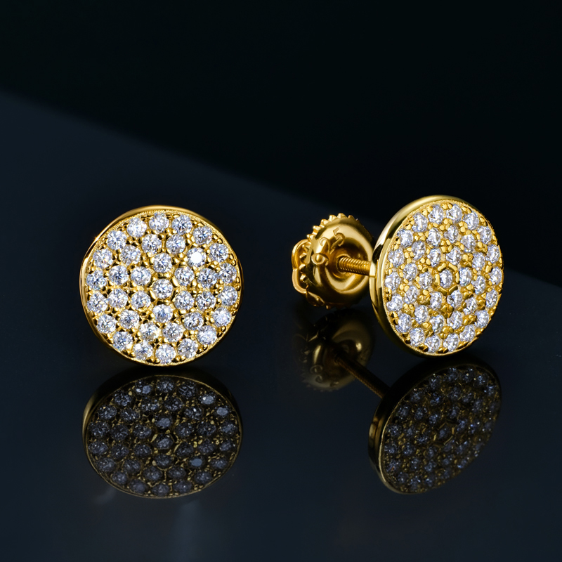 Moissanite Round Stud Earrings S925 Sterling Silver With Iced Out Shine
