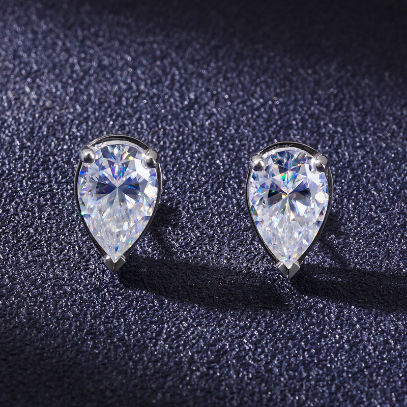 8ctw Moissanite Pear Cut Stud Earrings In S925 Silver Iced Out - Image 6