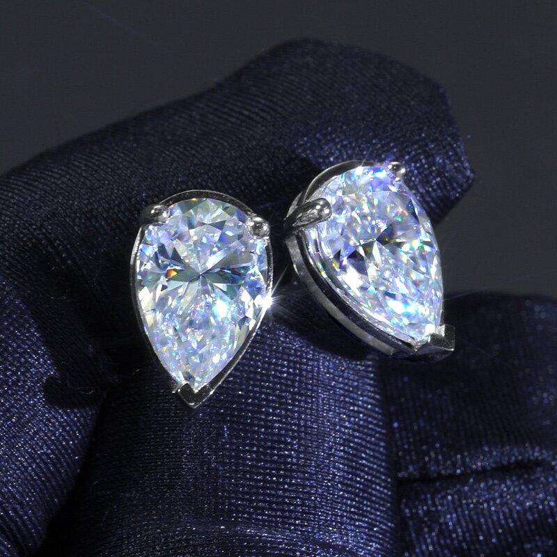 8ctw Moissanite Pear Cut Stud Earrings In S925 Silver Iced Out