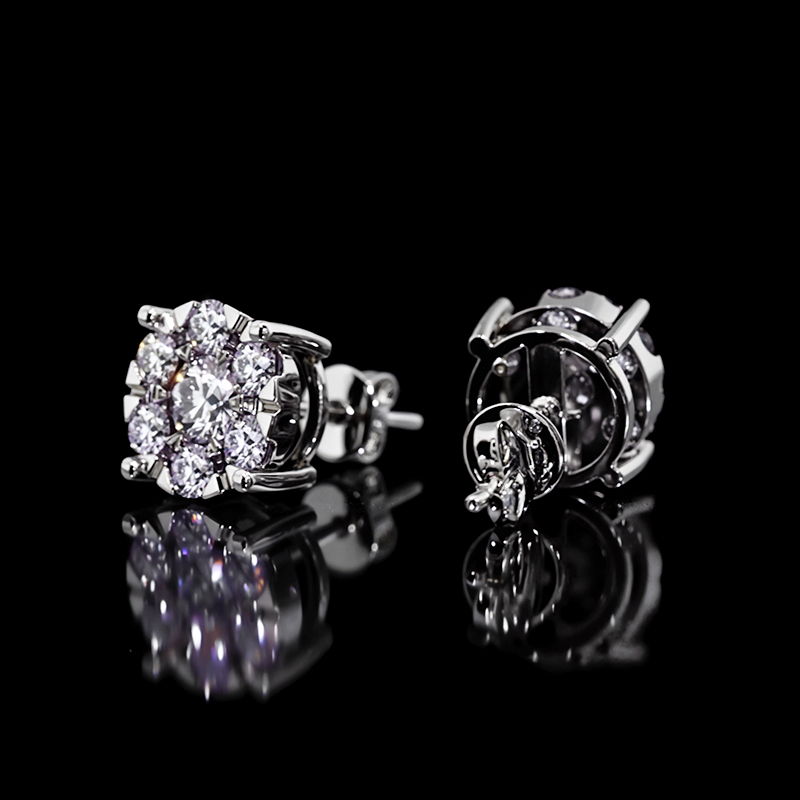 Moissanite Brilliant Round Cut Cluster Stud Earrings In S925 Sterling - Image 4