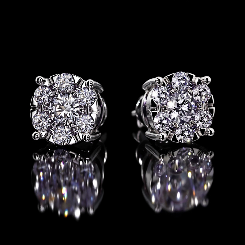 Moissanite Brilliant Round Cut Cluster Stud Earrings In S925 Sterling
