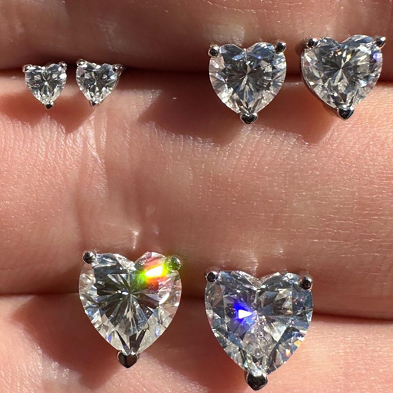 Bold 925s & Vvs Moissanite 0.3ct/0.5ct/0.8ct/1ct Heart Cut Stud Earrings - Image 4