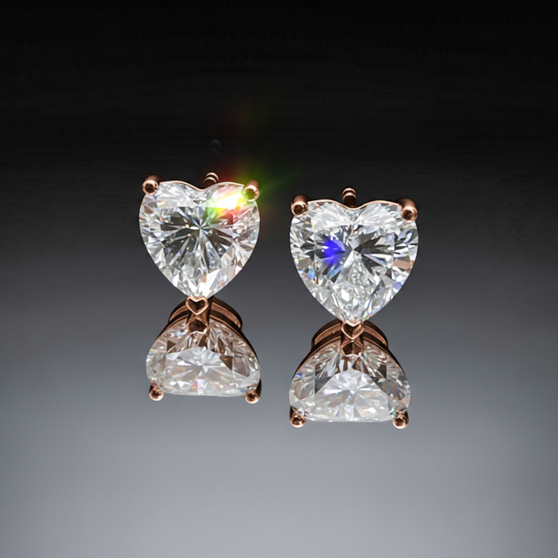 Bold 925s & Vvs Moissanite 0.3ct/0.5ct/0.8ct/1ct Heart Cut Stud Earrings - Image 7