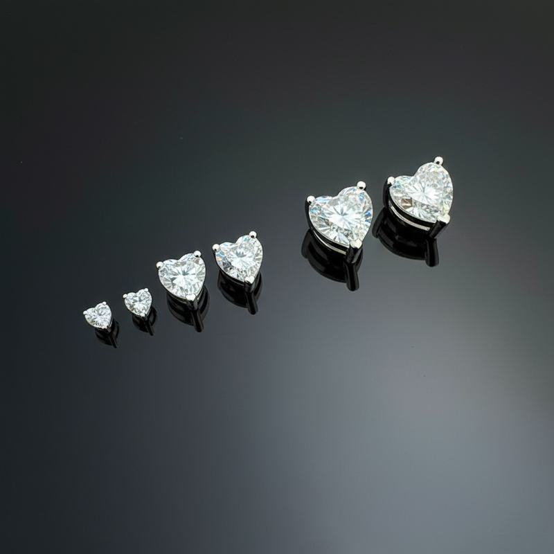 Bold 925s & Vvs Moissanite 0.3ct/0.5ct/0.8ct/1ct Heart Cut Stud Earrings - Image 9
