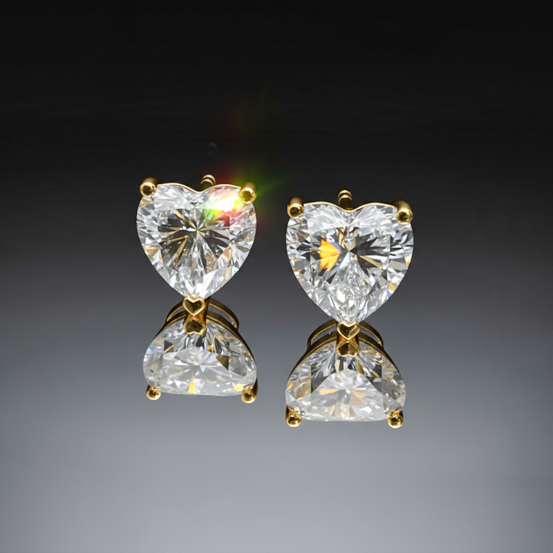 Bold 925s & Vvs Moissanite 0.3ct/0.5ct/0.8ct/1ct Heart Cut Stud Earrings - Image 10