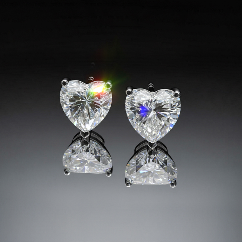 Bold 925s & Vvs Moissanite 0.3ct/0.5ct/0.8ct/1ct Heart Cut Stud Earrings