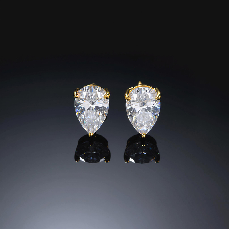925s & Vvs Moissanite 1ct Pear Cut Stud Earrings With Iced Out Shine - Image 6