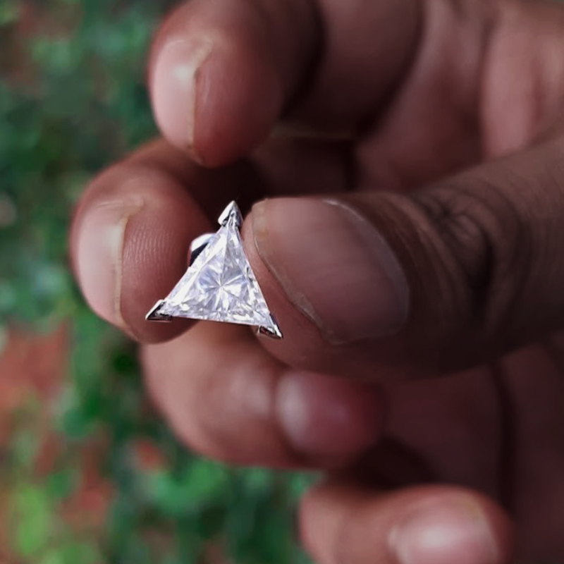 0.5 Carat Certified Vvs1 Moissanite Triangle Cut Earrings Iced Out - Image 3