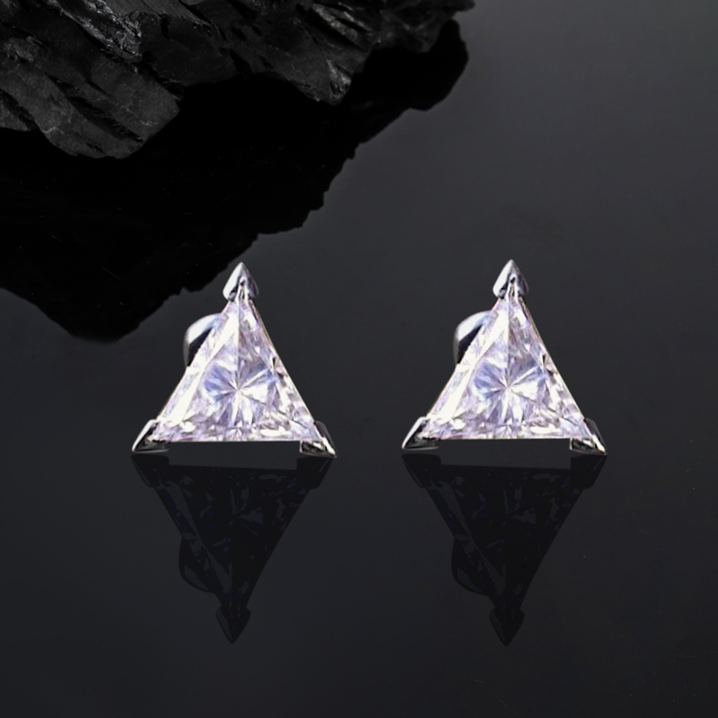 0.5 Carat Certified Vvs1 Moissanite Triangle Cut Earrings Iced Out
