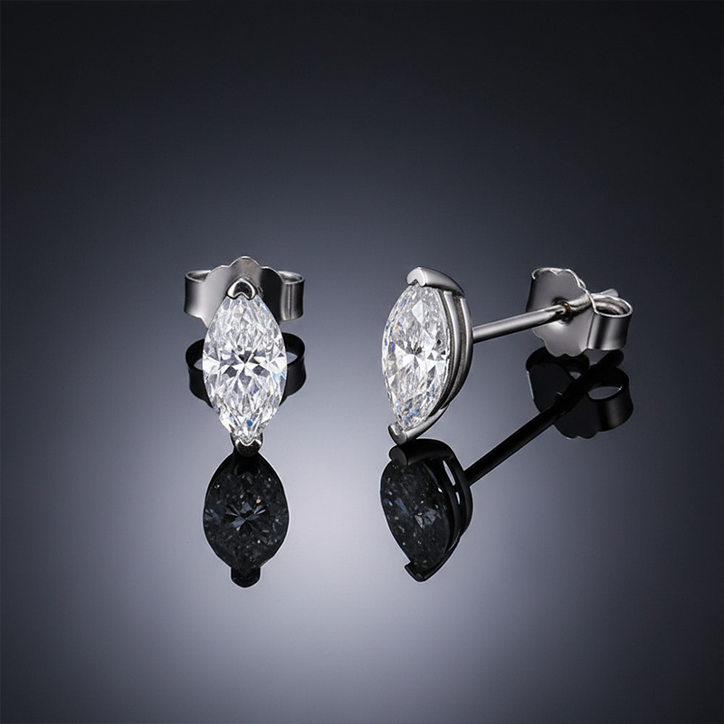 0.5ct Certified Vvs1 Moissanite Marquise Cut Earrings Iced Out