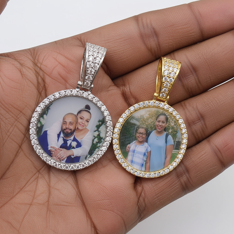 925s & Vvs Moissanite Round Custom Picture Solid Pendant - 1 Iced Out - Image 5