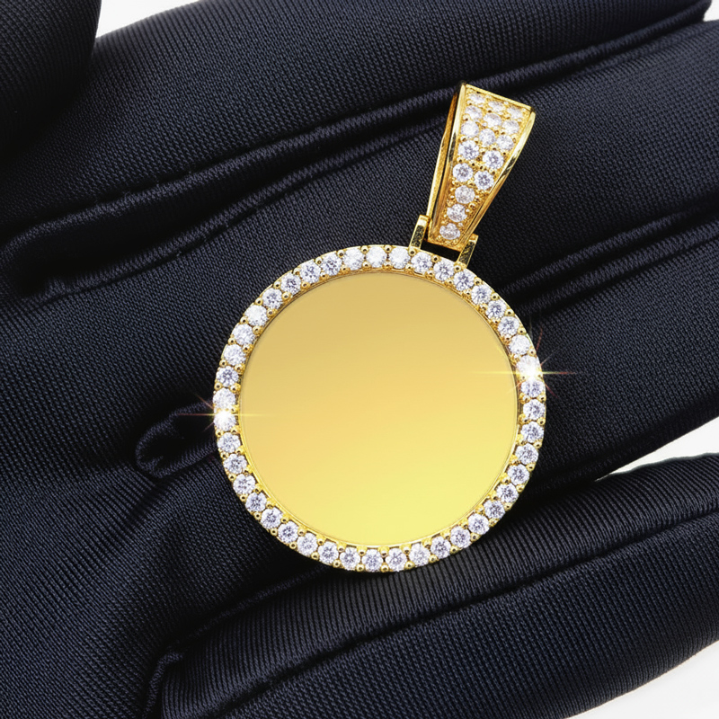 925s & Vvs Moissanite Round Custom Picture Solid Pendant - 1 Iced Out - Image 8