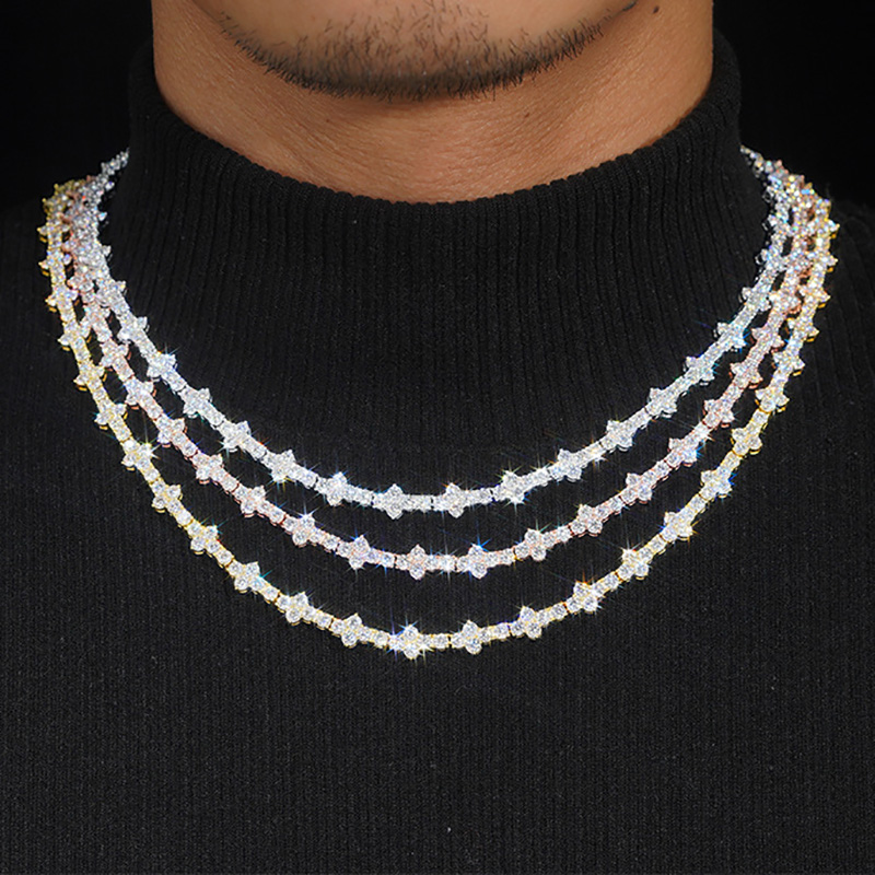 3mm 925s & Vvs Moissanite Cross Tennis Chain With Iced Out Shine - Image 3