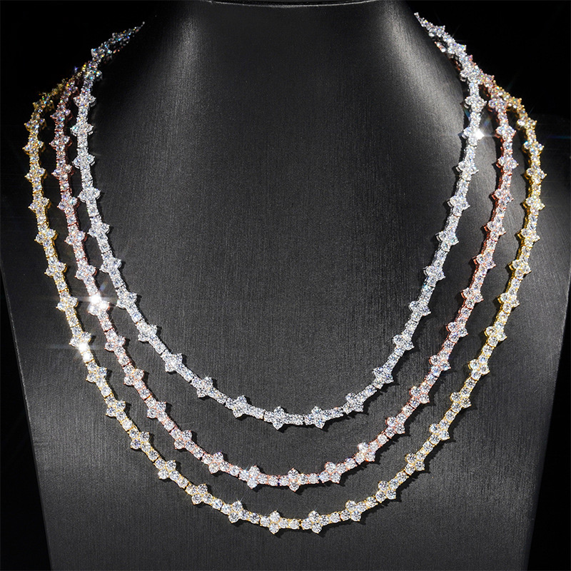 3mm 925s & Vvs Moissanite Cross Tennis Chain With Iced Out Shine