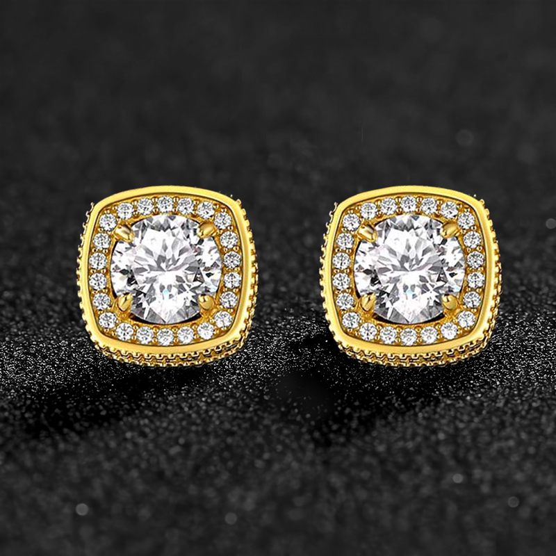 1ct 925s & Vvs Moissanite Cushion Cut Halo Stud Earrings Iced Out - Image 3