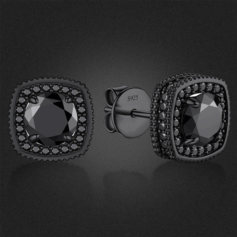 1ct 925s & Vvs Moissanite Cushion Cut Halo Stud Earrings Iced Out - Image 4