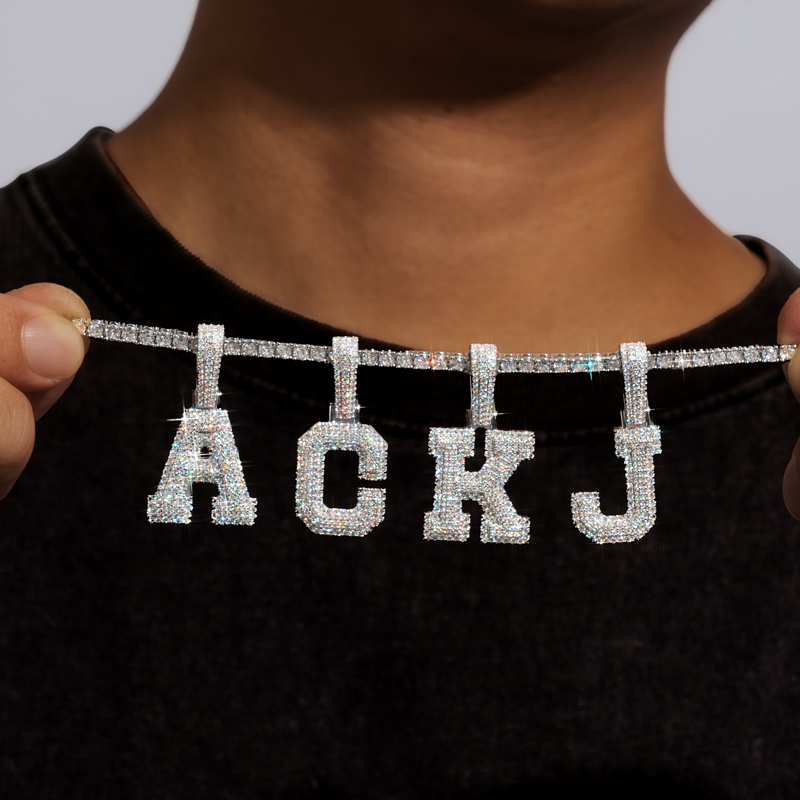 925s & Vvs Moissanite Iced Out A-z Letter Pendant With Street Luxury Shine