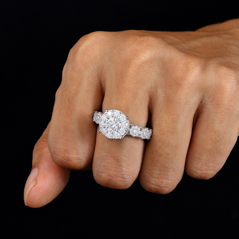 925s & Vvs Moissanite Cluster Halo Rings Iced Out Shine With Street Luxury - Image 4