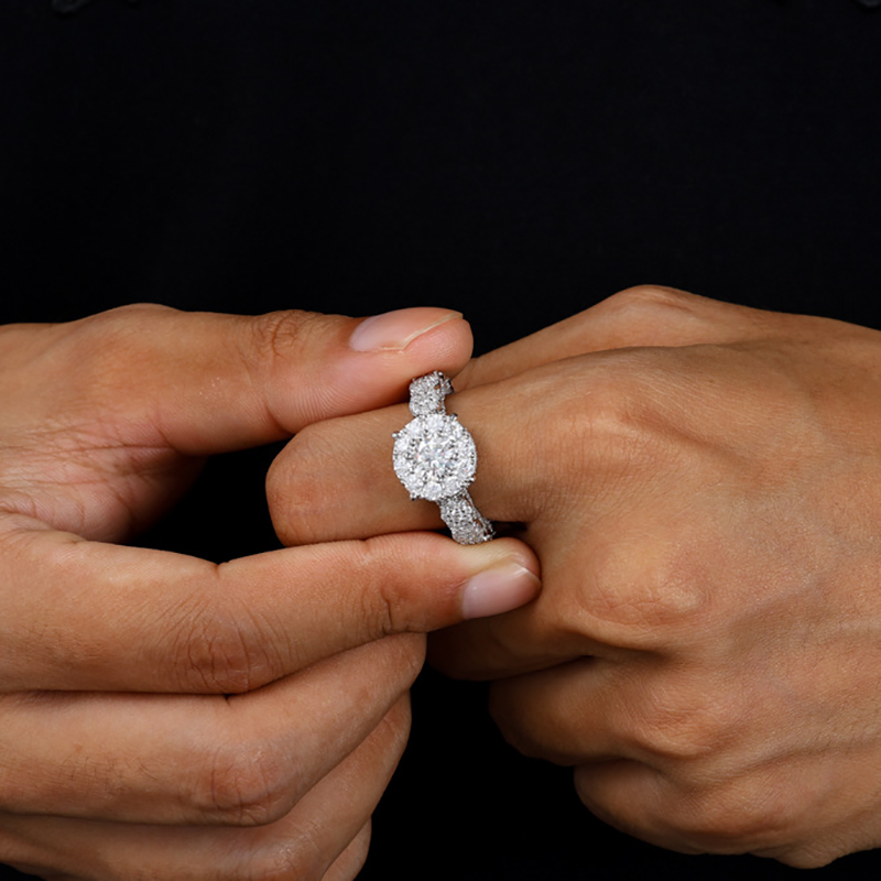 925s & Vvs Moissanite Cluster Halo Rings Iced Out Shine With Street Luxury - Image 5