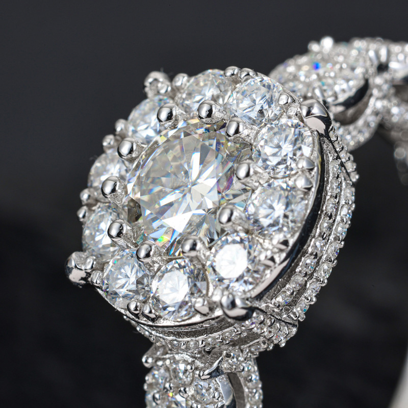 925s & Vvs Moissanite Cluster Halo Rings Iced Out Shine With Street Luxury - Image 6