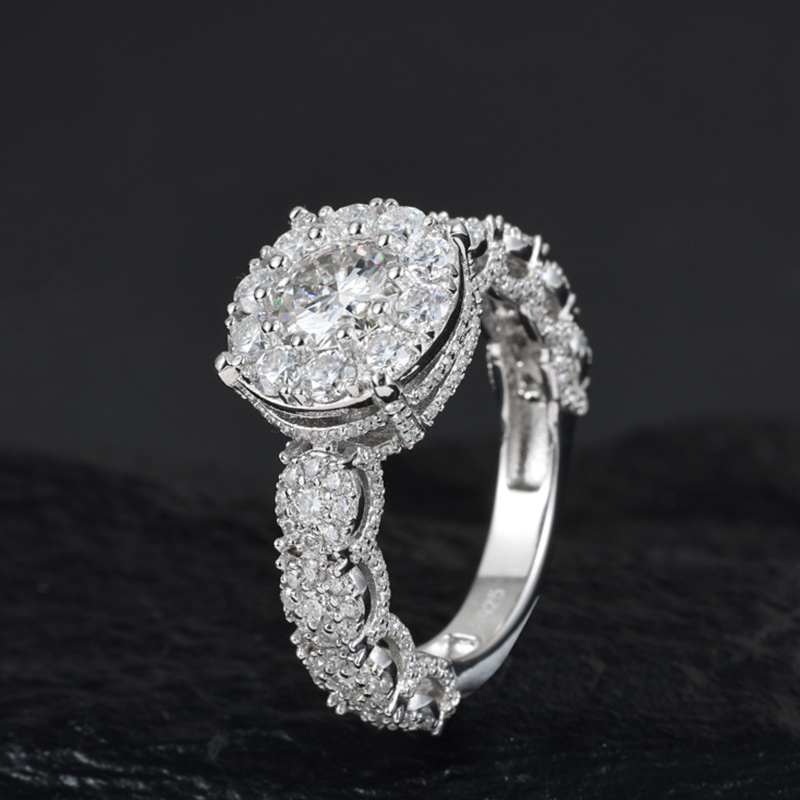 925s & Vvs Moissanite Cluster Halo Rings Iced Out Shine With Street Luxury