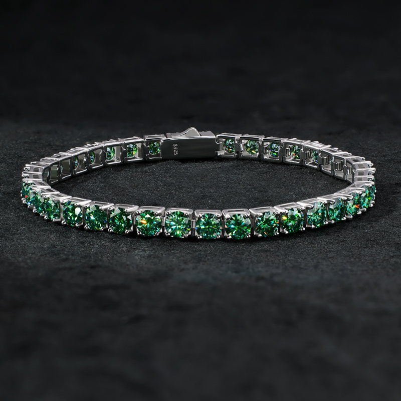 5mm 925s & Vvs Moissanite Emerald Tennis Bracelet With Iced Out Shine
