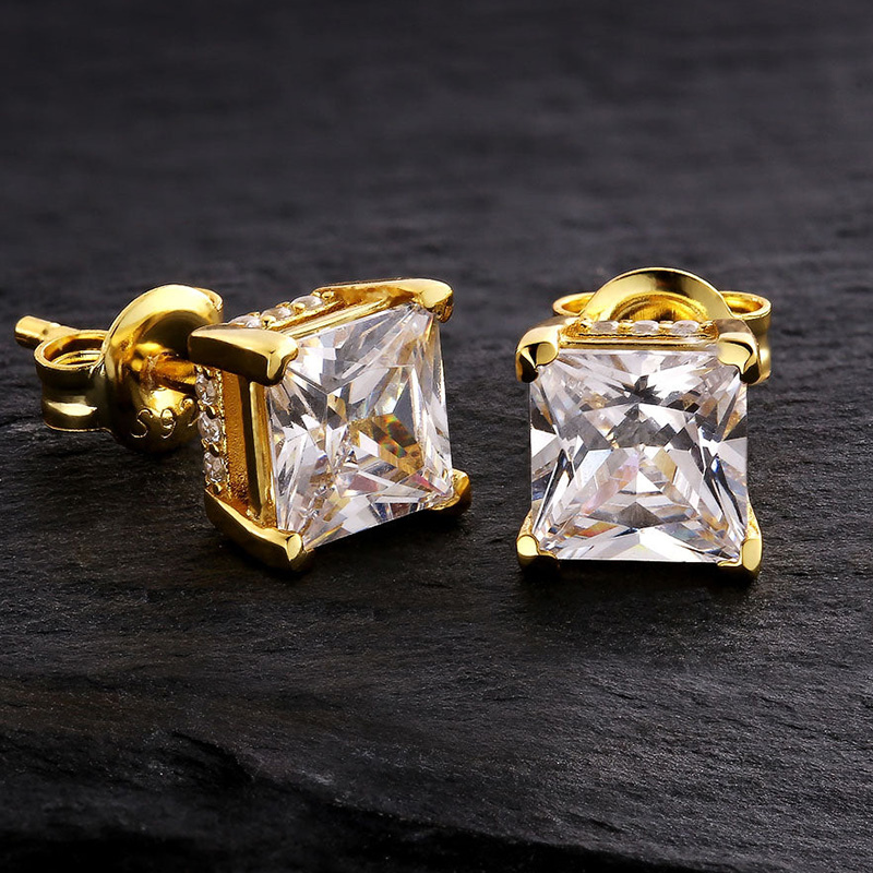 925s & Vvs Moissanite 2ctw Princess Cut Stud Earrings With Pave Diamond