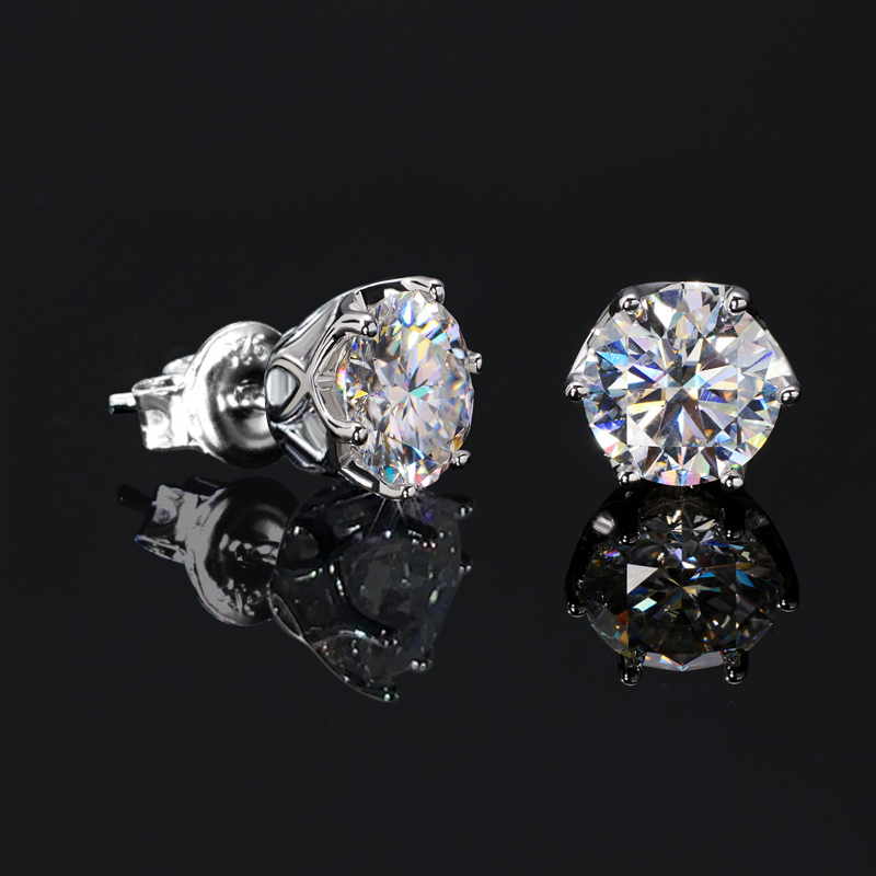 925s & Vvs Moissanite 0.1ct/0.3ct/0.5ct/1ct/2ct Solitaire Stud Earrings - Image 6