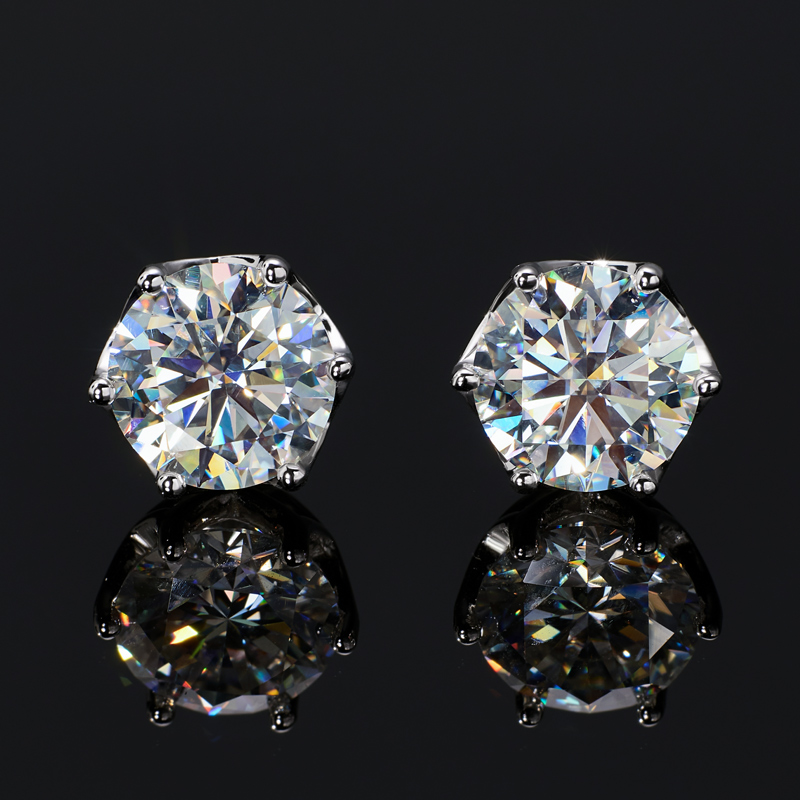 925s & Vvs Moissanite 0.1ct/0.3ct/0.5ct/1ct/2ct Solitaire Stud Earrings - Image 7