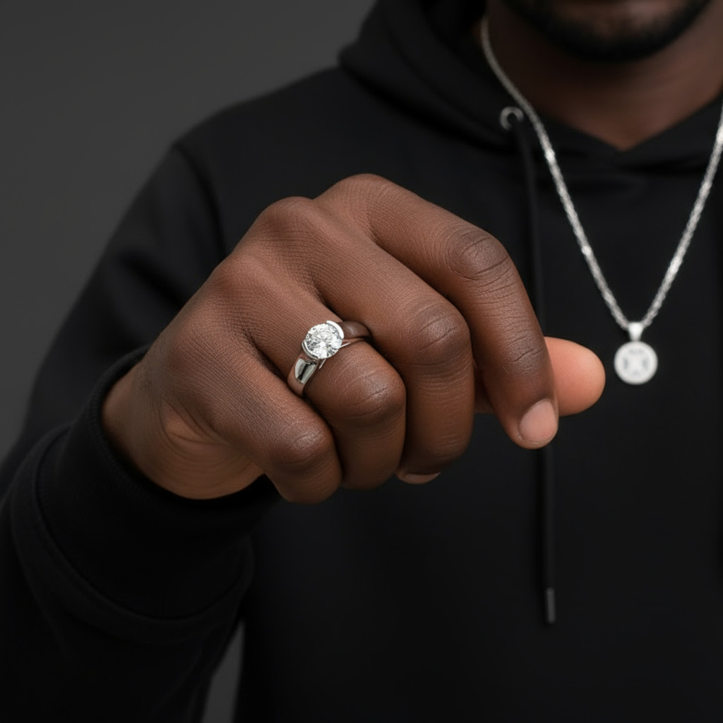 925s & Vvs Moissanite 2ct Ring In White Gold With Iced Out Shine - Image 8