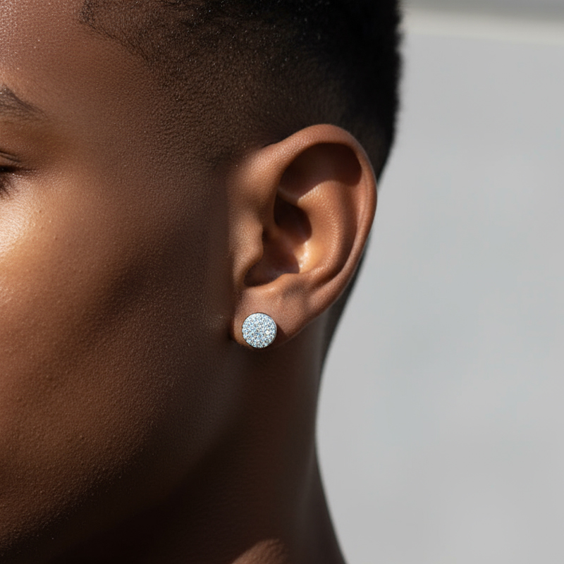 925s & Vvs Moissanite Round Stud Earrings Iced Out Shine With Street Luxury - Image 3