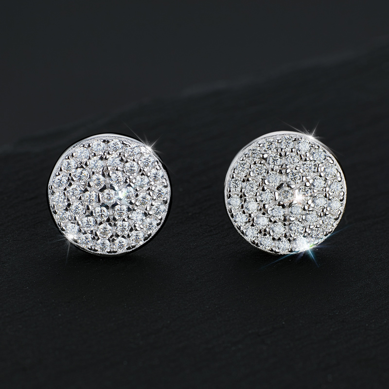 925s & Vvs Moissanite Round Stud Earrings Iced Out Shine With Street Luxury - Image 5