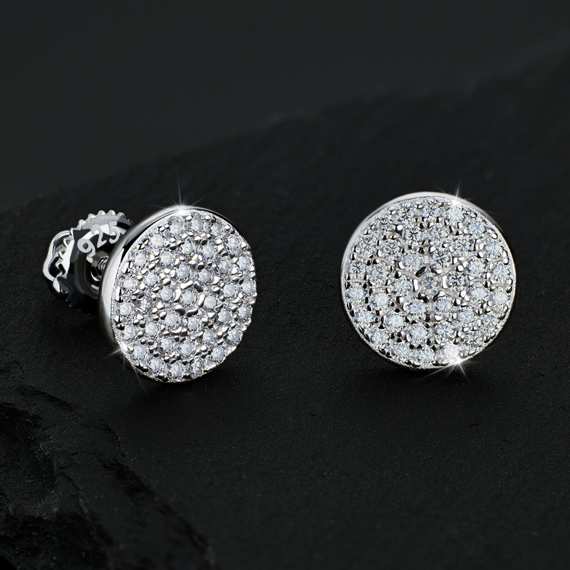 925s & Vvs Moissanite Round Stud Earrings Iced Out Shine With Street Luxury