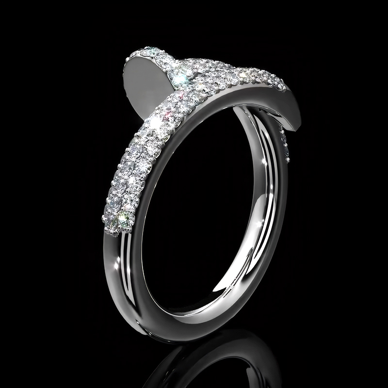 0.79ct. Tw. 925s & Vvs Moissanite Nail Ring With Street Luxury Shine - Image 3