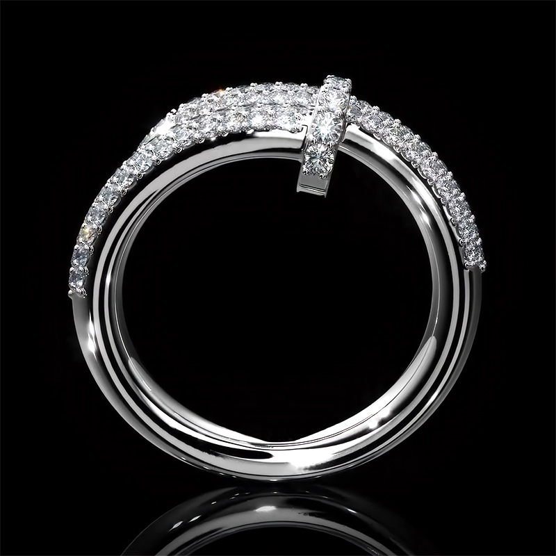 0.79ct. Tw. 925s & Vvs Moissanite Nail Ring With Street Luxury Shine - Image 6