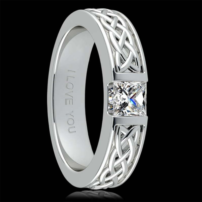 925s & Vvs Moissanite Celtic Knot Princess Cut Engagement Ring Iced Out - Image 3