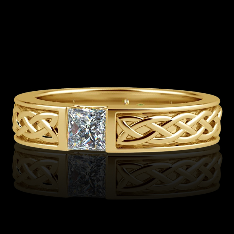 925s & Vvs Moissanite Celtic Knot Princess Cut Engagement Ring Iced Out - Image 5