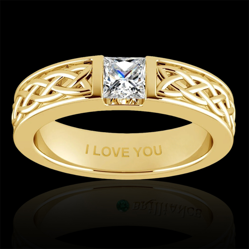 925s & Vvs Moissanite Celtic Knot Princess Cut Engagement Ring Iced Out