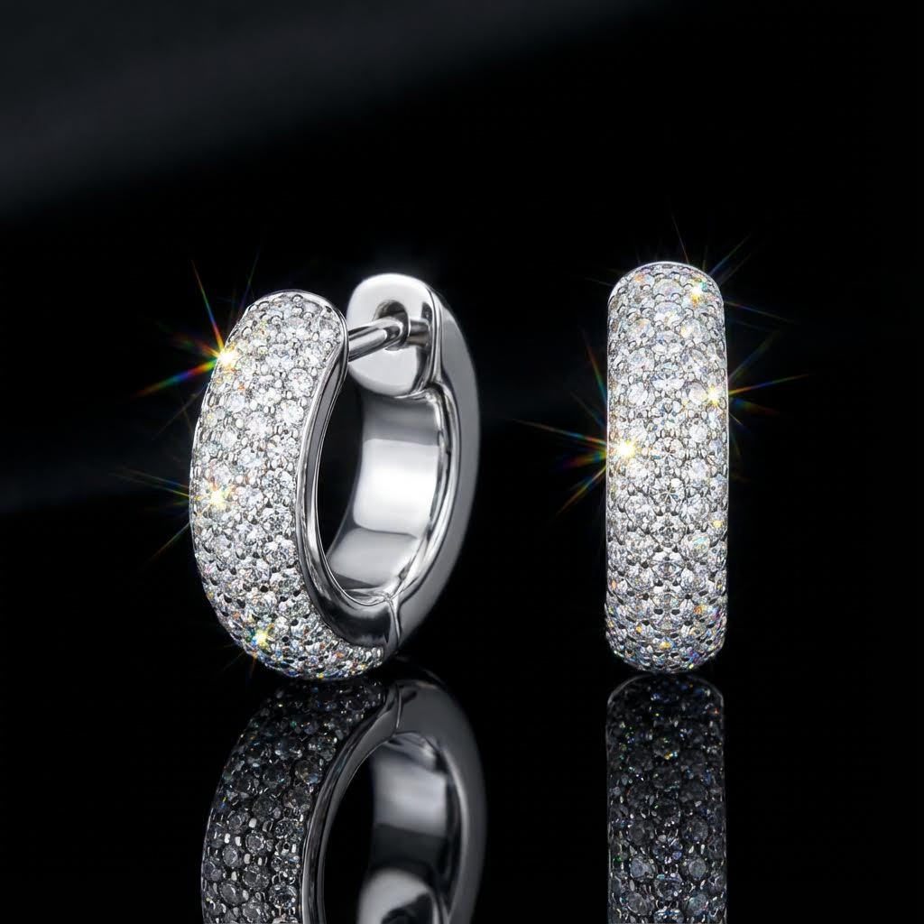 925s & Vvs Moissanite Micro Paved Hoop Earrings With Iced Out Shine