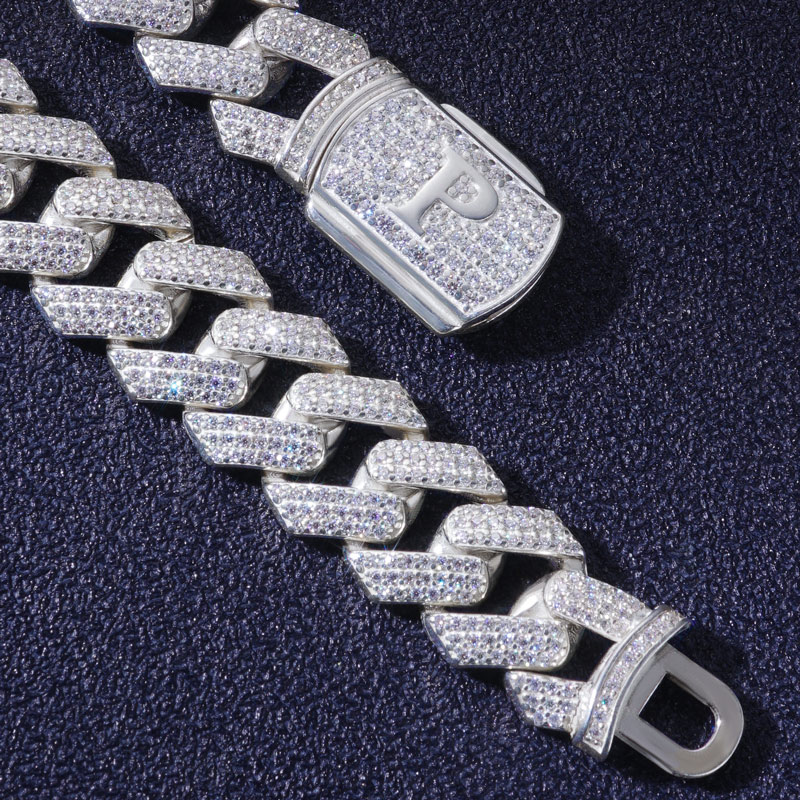 925s & Vvs Moissanite 12mm Initial Letter Prong Cuban Link Chain Iced Out - Image 3