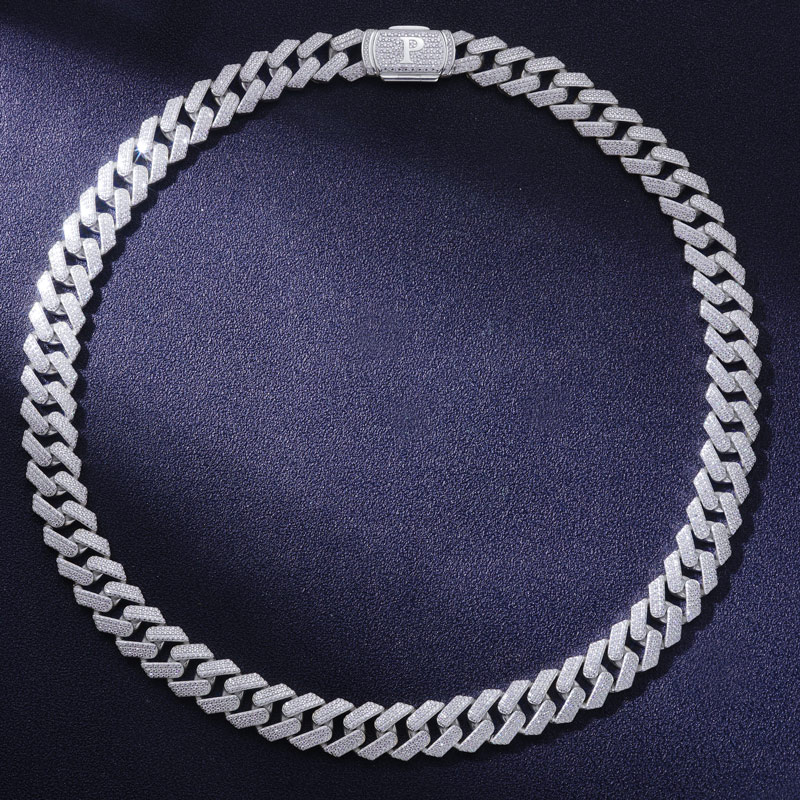 925s & Vvs Moissanite 12mm Initial Letter Prong Cuban Link Chain Iced Out - Image 5