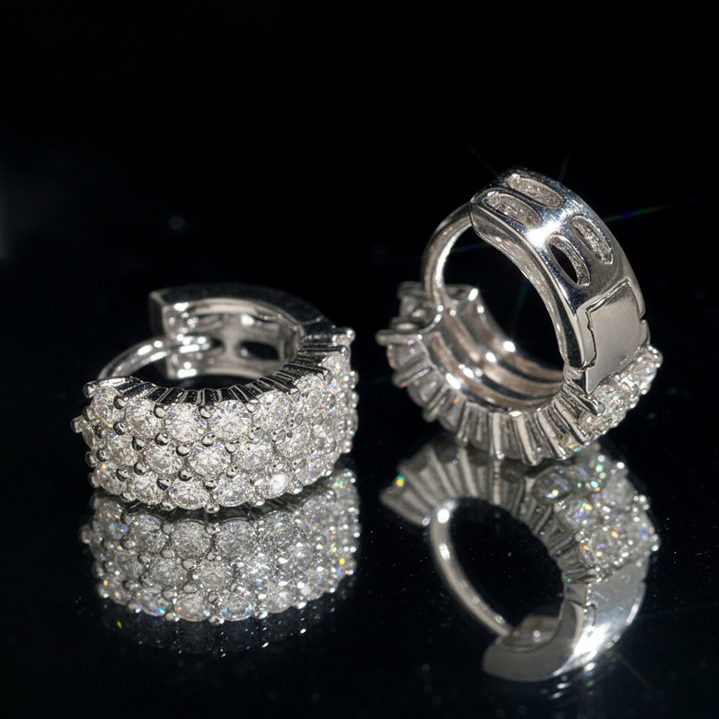 925s & Vvs Moissanite 3-row Hoop Earrings Iced Out Shine With Street Luxury - Image 3