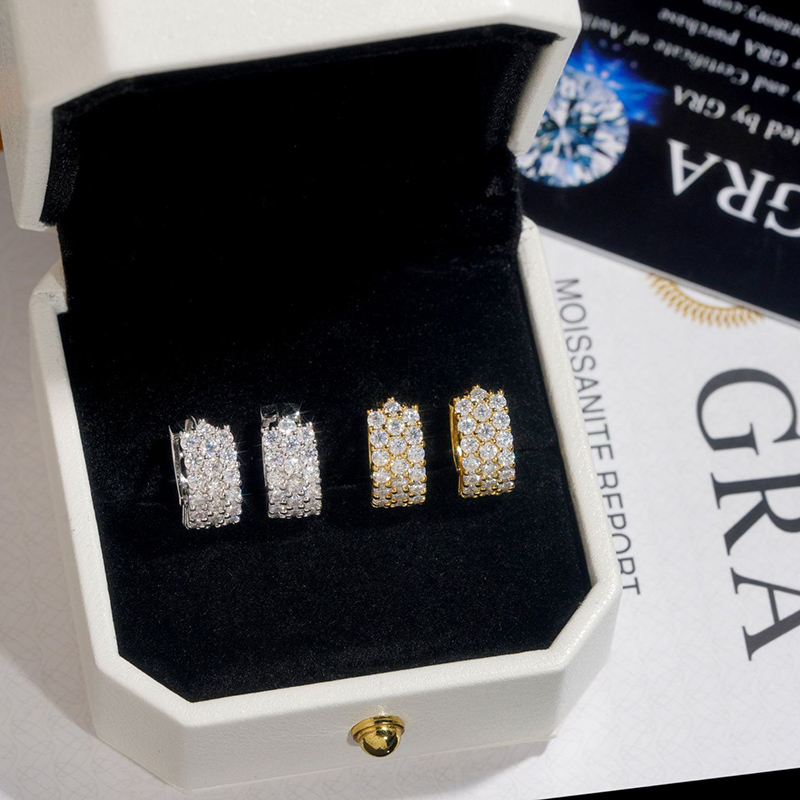 925s & Vvs Moissanite 3-row Hoop Earrings Iced Out Shine With Street Luxury - Image 6