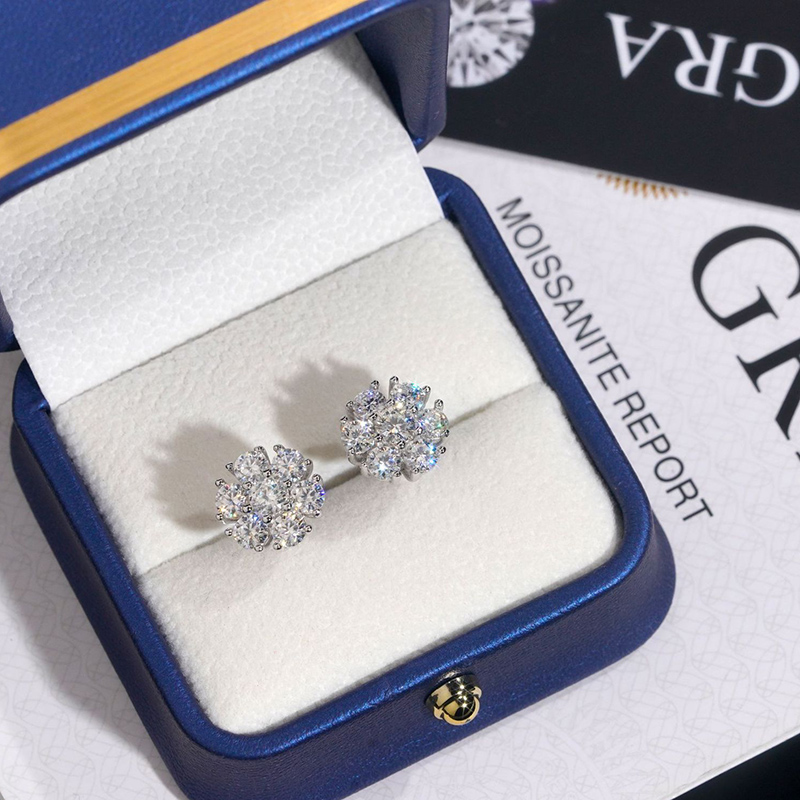 925s & Vvs Moissanite Cluster Earrings Iced Out Shine With Street Luxury - Image 3